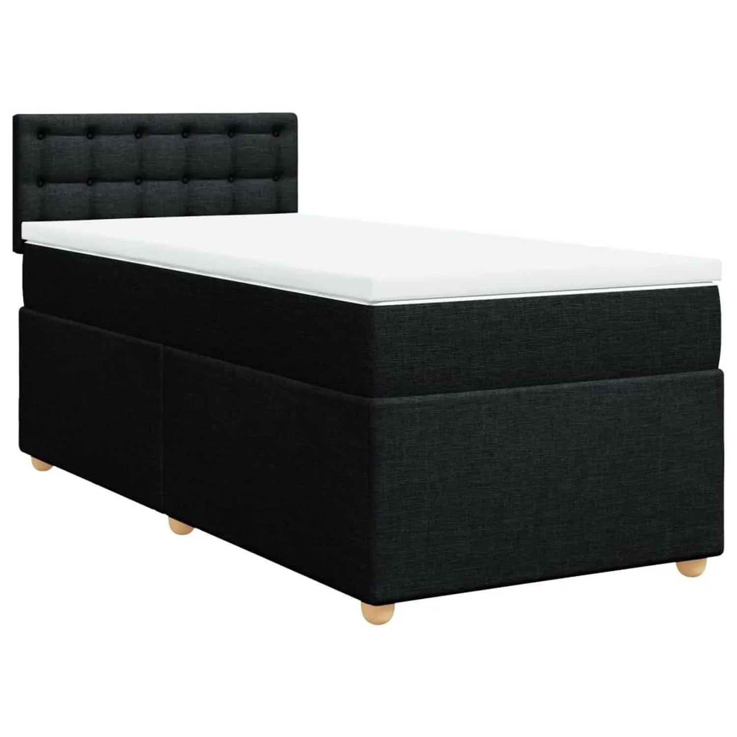 vidaXL Boxspringbett mit Matratze Schwarz Stoff 3286863