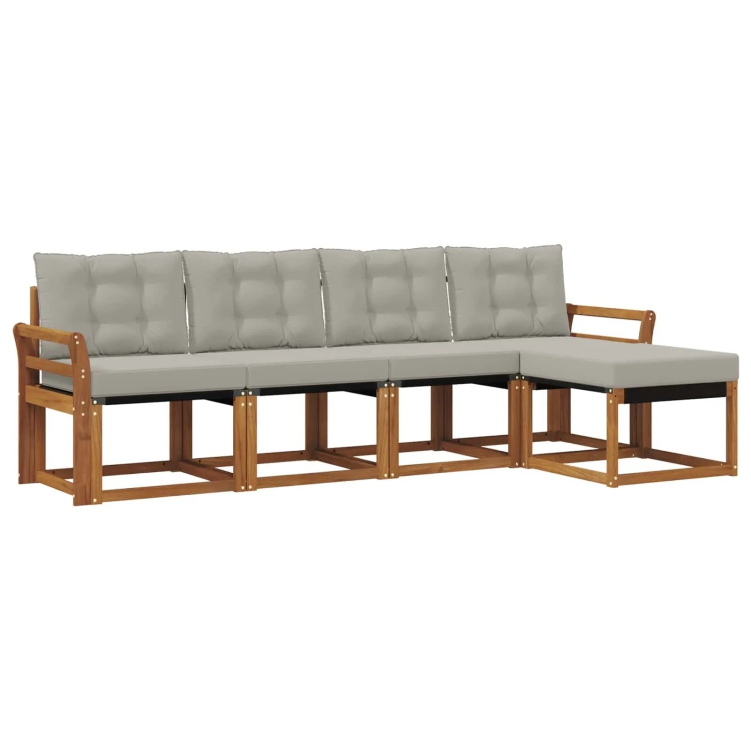 vidaXL Outdoor-Sofagarnitur mit Kissen 5-Tlg Natur und Hellgrau 3368570