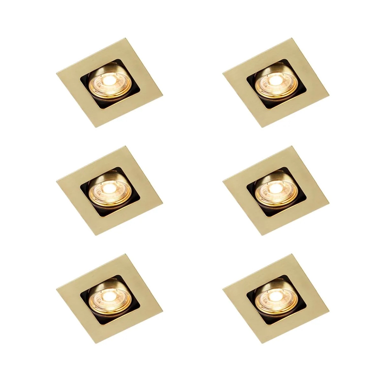 QAZQA Set mit 6 Quadratischen Einbaustrahlern Messing Verstellbar Artemis