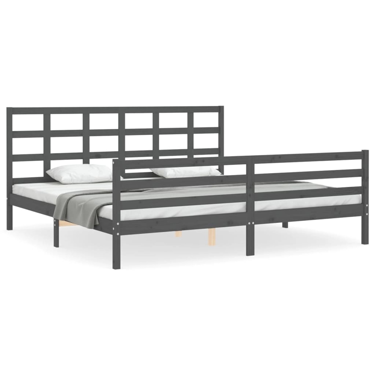 vidaXL Massivholzbett mit Kopfteil Grau 200x200 cm 3194008 günstig online kaufen
