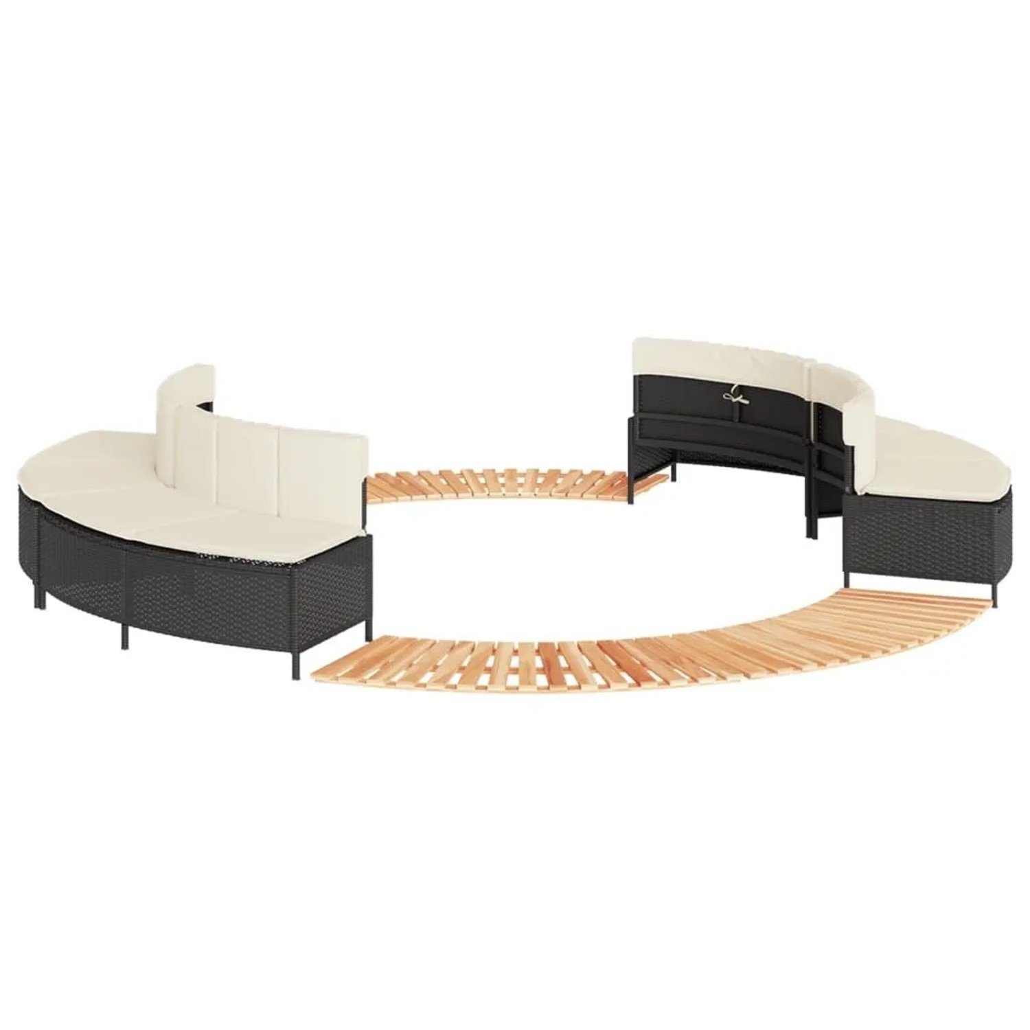 vidaXL Whirlpool-Umrandung Schwarz Poly-Rattan und Massivholz Akazie 3270637