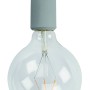 Hellgraues Lampen-Textilkabel mit Fassung und LED-Leuchtmittel für DIY-Lampen.