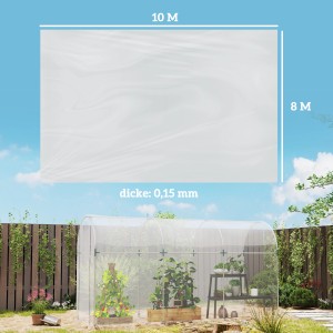 Transparente Outsunny Gewächshausfolie (8x10m) aus Kunststoff, wasserdicht, für Garten-Gewächshaus.