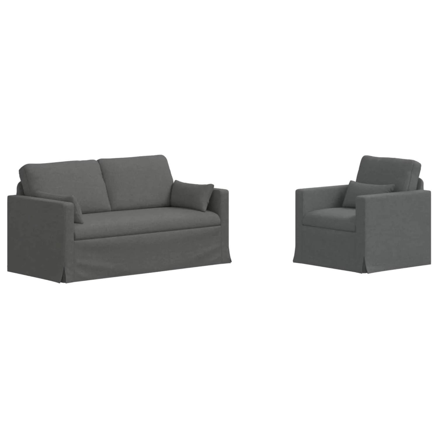 vidaXL Sofa 2-Tlg Dunkelgrau 158 x 78 x 80 cm Stoff 3407538
