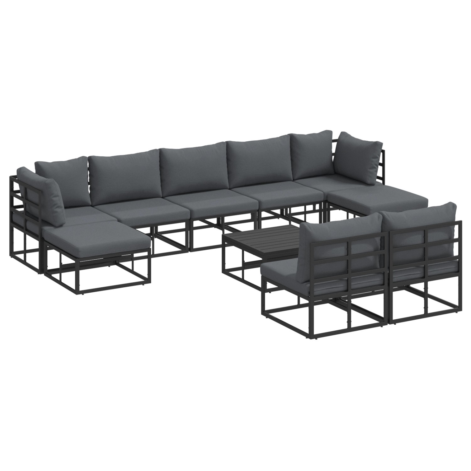 vidaXL Garten-Sofa-Set mit Kissen 10-Tlg Schwarz Aluminium 3378909 günstig online kaufen