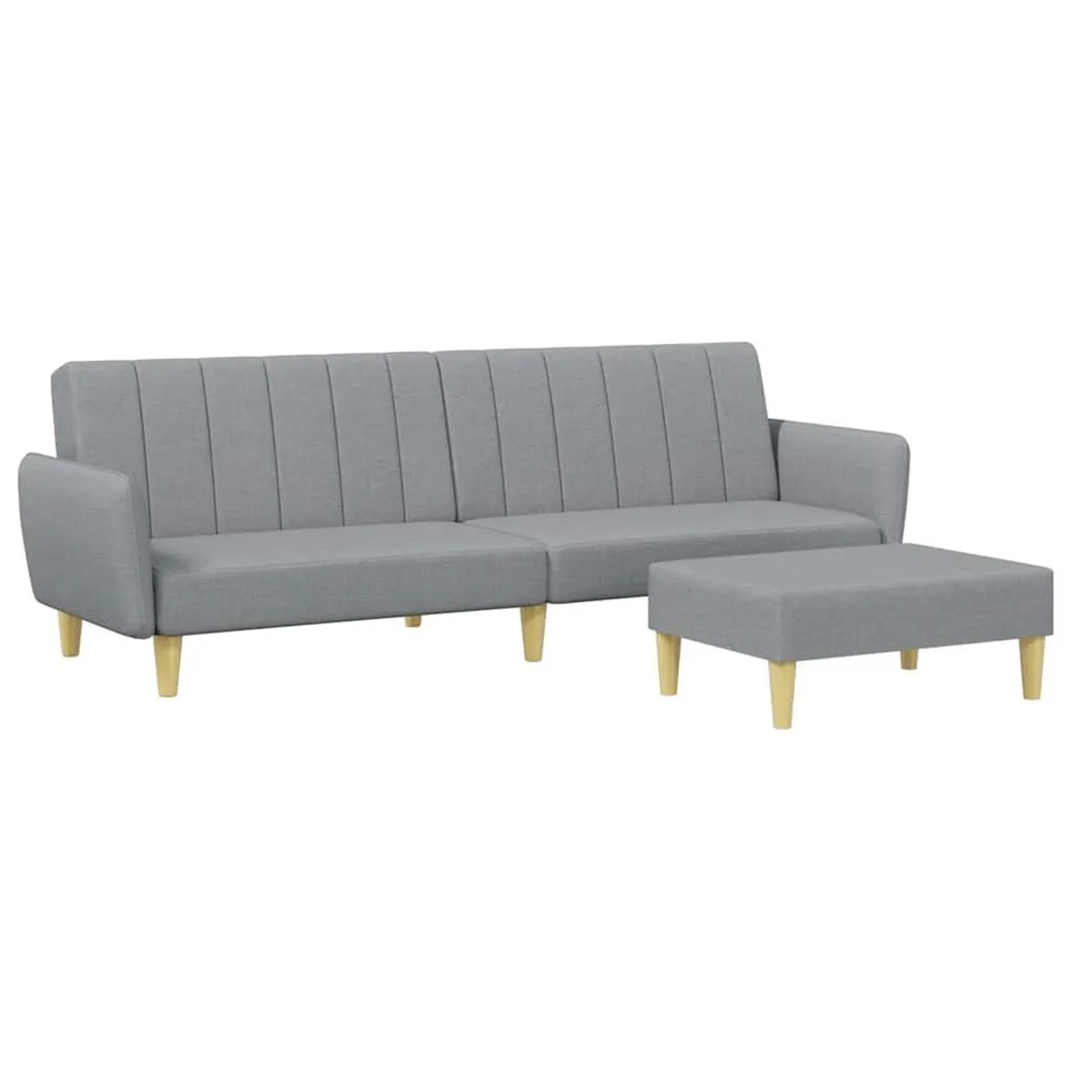 vidaXL Schlafsofa 2-Sitzer mit Fußhocker Hellgrau Stoff 3216246 günstig online kaufen