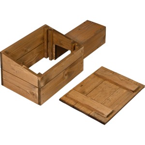 Dobar Igelhaus Bausatz aus hellem Holz, mit Hauptkorpus und separatem Dachteil. Ideal für Igel im Garten.