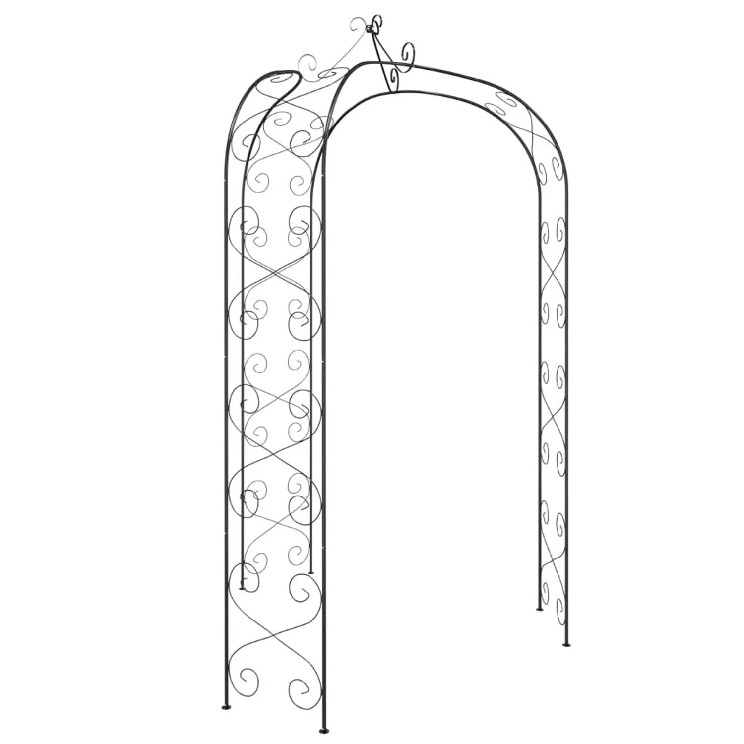 Schwarzer vidaXL Gartenbogen aus Stahl, Ø180x255 cm, ideal als Rankhilfe für Kletterpflanzen.
