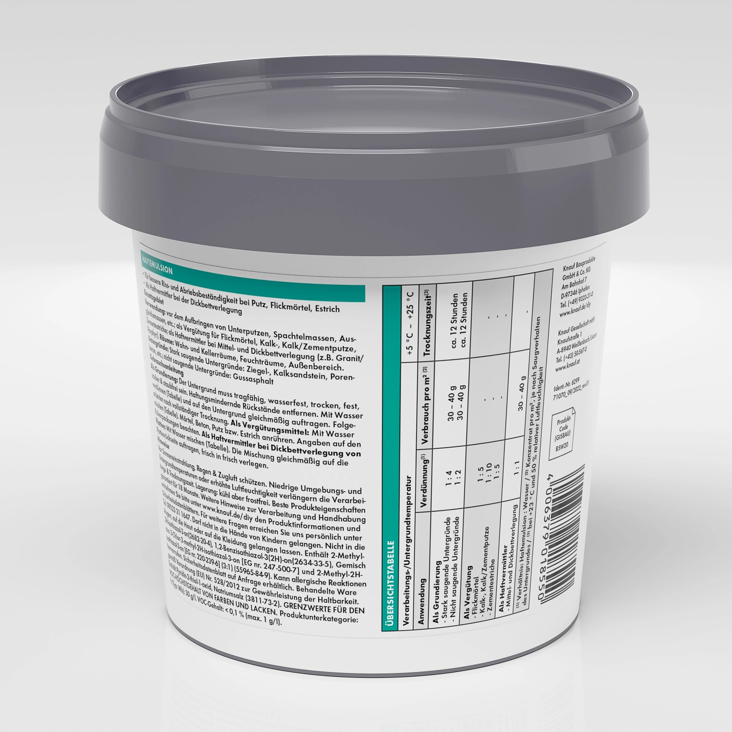 Knauf Haftemulsion 1 kg im Eimer: Grundierung zur Verbesserung der Haftung auf Putz, Estrich und mehr.