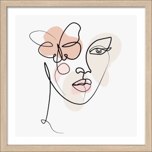 Pro Art Bild 'Line art faces III', 30x30 cm, mit abstraktem Frauengesicht und Schmetterling.