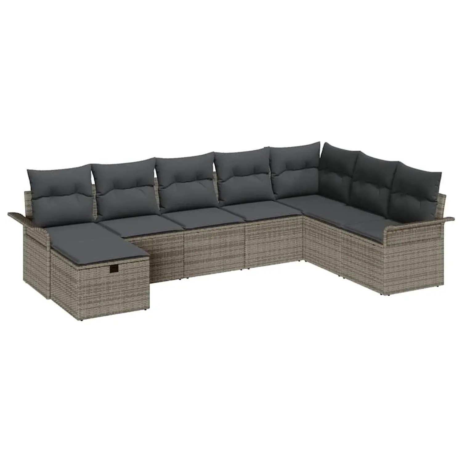 vidaXL Gartensofa-Set mit Kissen mit Speicher 8 Stk Grau Poly-Rattan 3358928