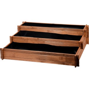 Dobar 3-Etagen-Hochbeet Peru aus FSC®-Holz mit Pflanzfolie, ideal für Garten, Balkon und Terrasse.