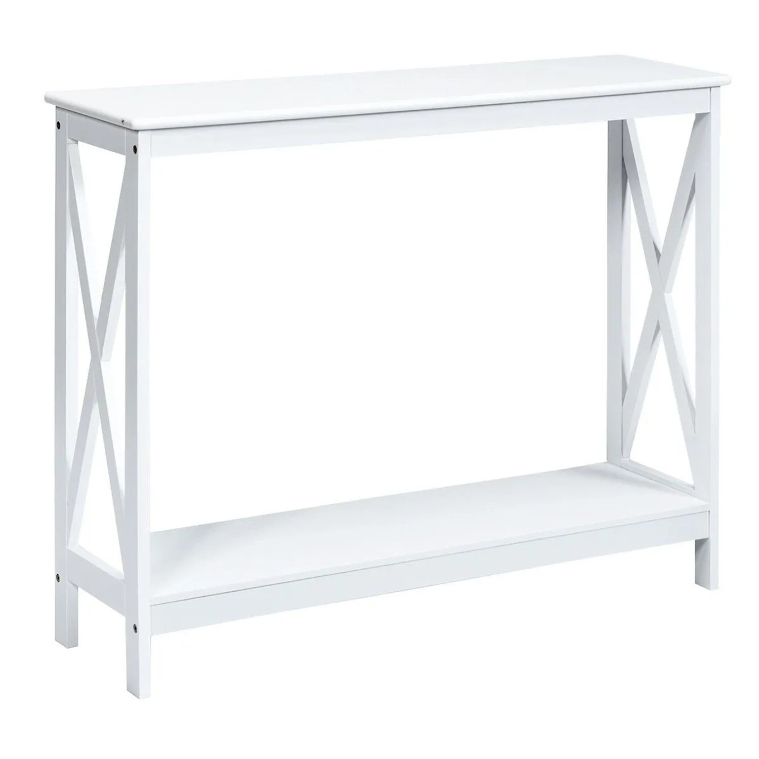 Costway Beistelltisch Industrie Design Weiß 2 Ebenen 100 x 30 x 80 cm