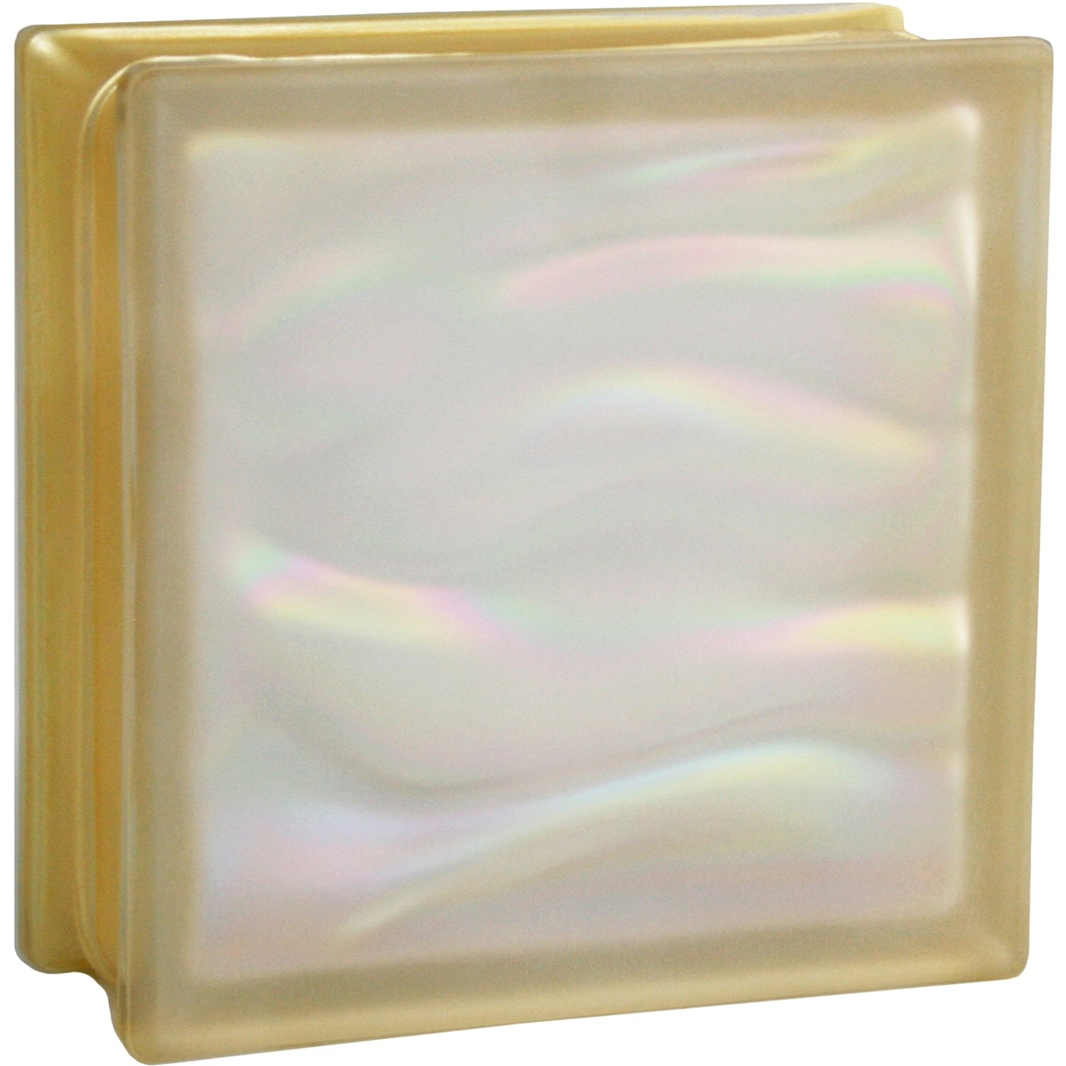 BM Glasstein Aqua Perlmutt Gold 2-Seitig Satiniert 19 cm x 19 cm x 8 cm