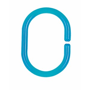 Spirella Duschvorhangring C-Minor, transparentes Aqua-Blau, Kunststoff.