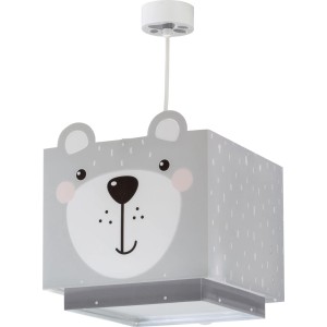 Dalber KinderDeckenlampe Kleiner Bär: graue Hängelampe mit Bärengesicht für Kinderzimmer.