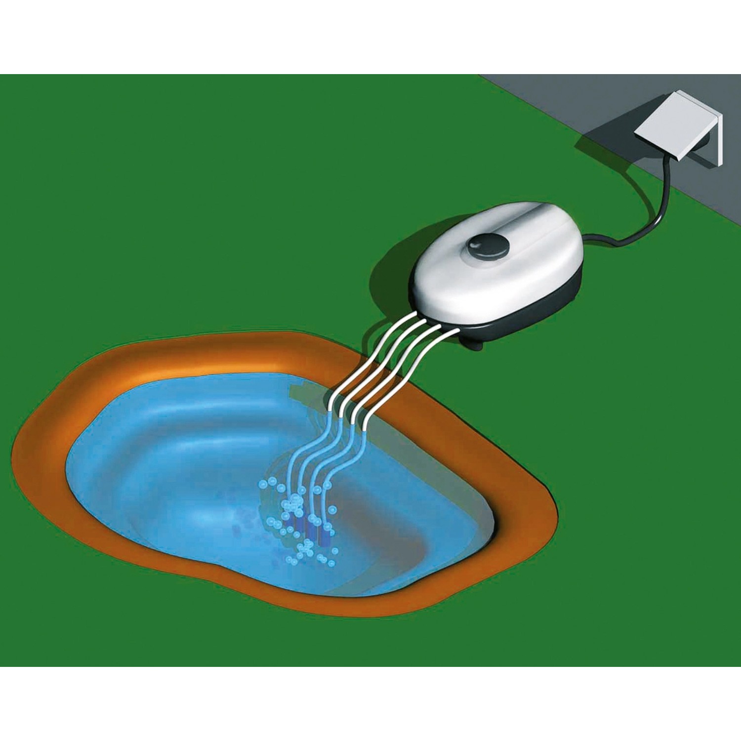 Heissner Teichbelüfter Outdoor 720l/h im Einsatz zur Teichbelüftung mit Sauerstoff.