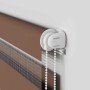 Braunes vidaXL Doppelrollo 55x200 cm aus Polyester mit transparenten und blickdichten Streifen, Kettenzug.