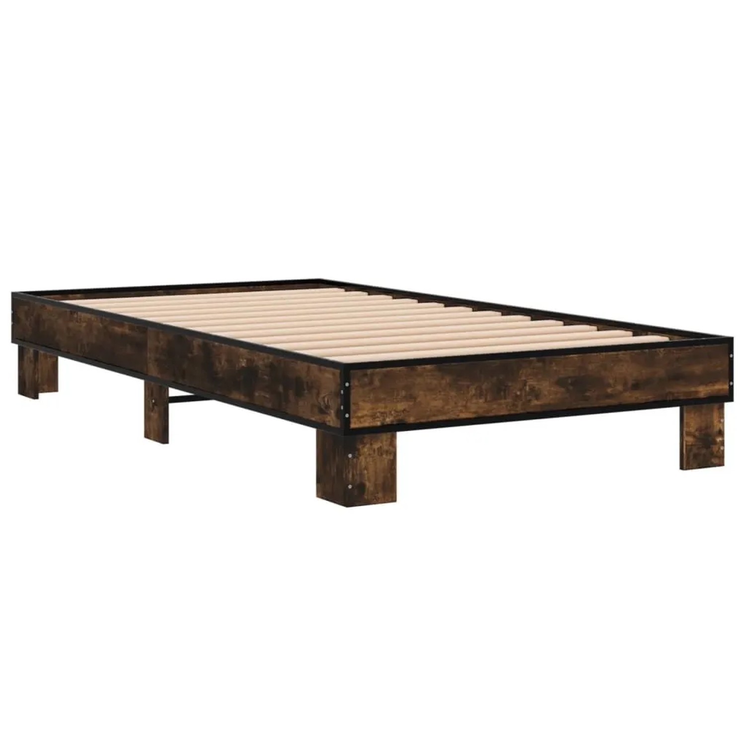 vidaXL Bettgestell Räuchereiche 100x200 cm Holzwerkstoff und Metall 845869 günstig online kaufen