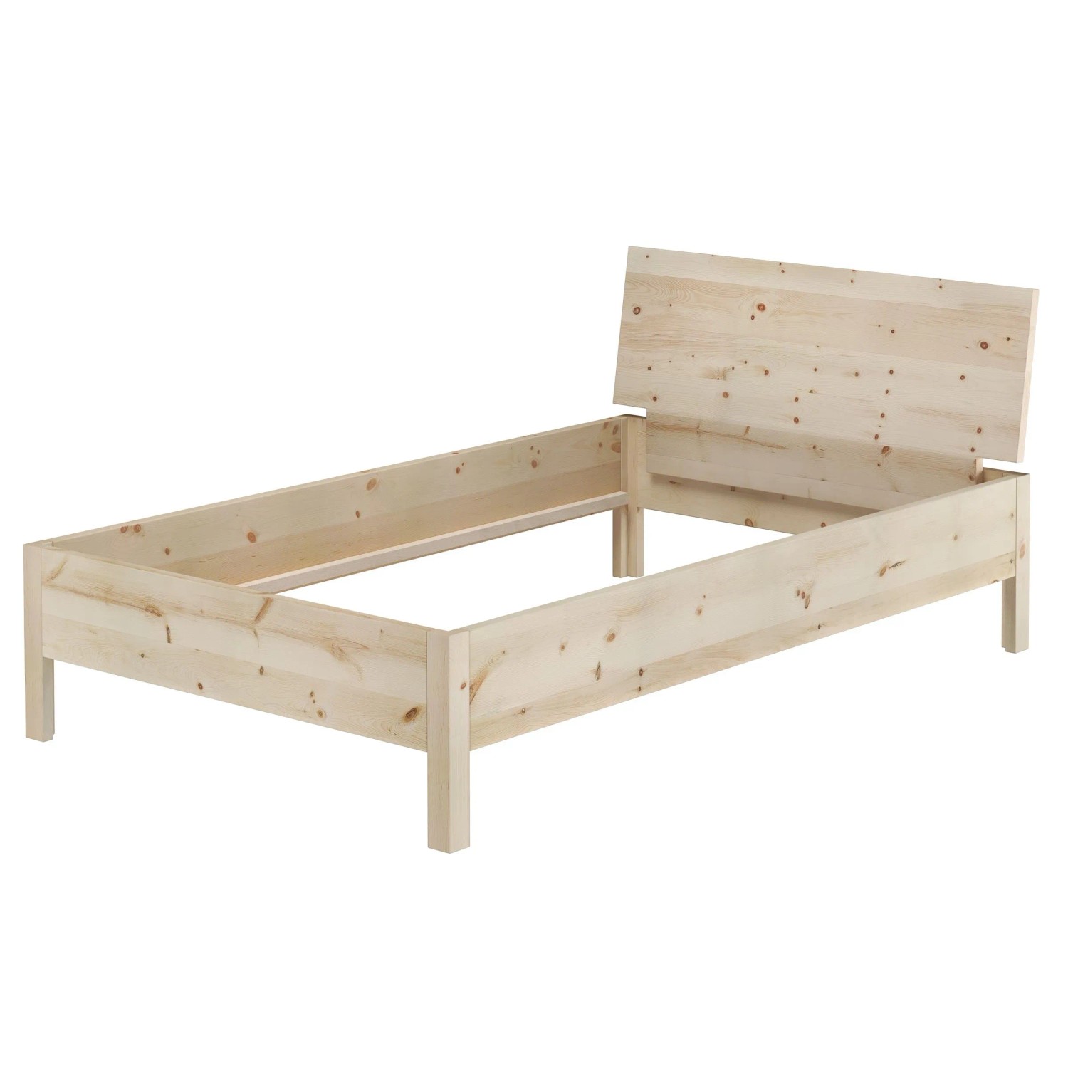 Erst-Holz Metallfreies Massivholzbett 120 x 200 cm Vollholzbett Einzelbett Zirbe Modell 95 ohne Zubehör