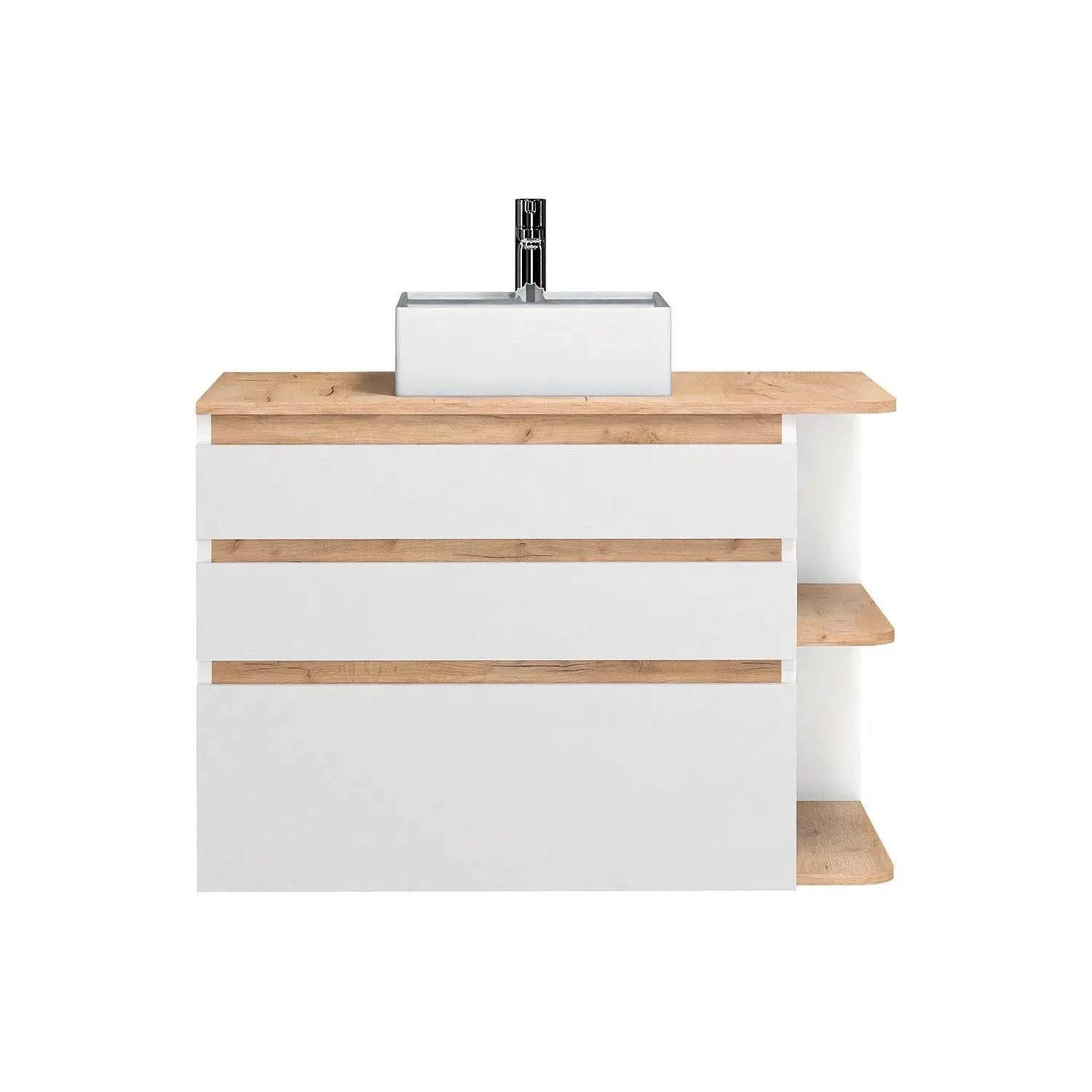 Vente-unique Einzelwaschtisch Anida Naturfarben Hell  Weiß 94 cm