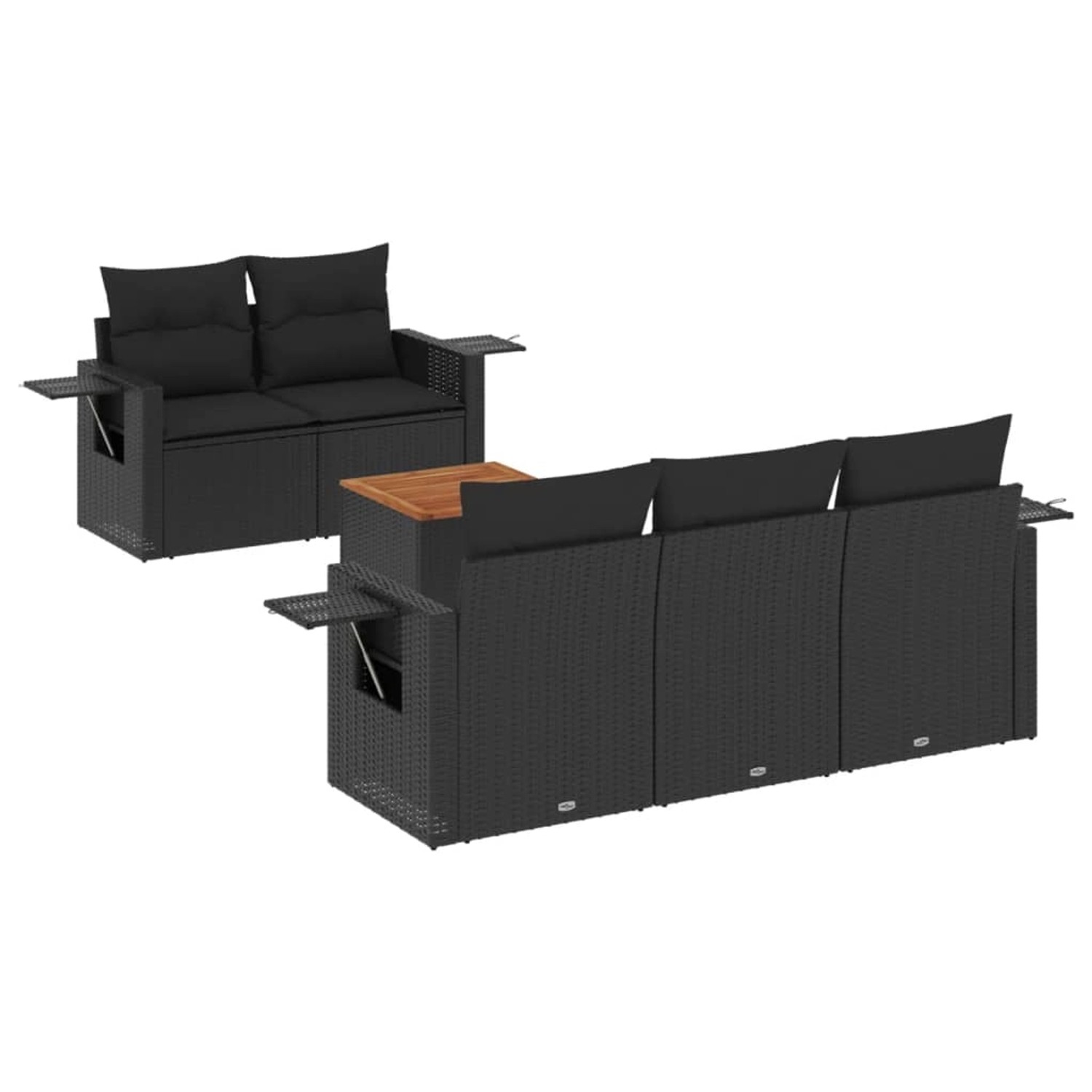 vidaXL 6-Tlg Garten-Sofagarnitur mit Kissen Schwarz Poly Rattan 3256776 günstig online kaufen