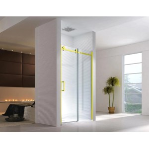 Goldene Glaszentrum Hagen Nischentür (120x195cm) als Schiebetür Duschtür.