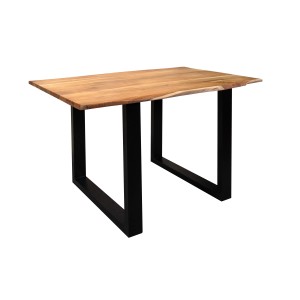 SAM Esstisch Akazie Natur mit Baumkante und schwarzem U-Gestell, 120x80 cm.