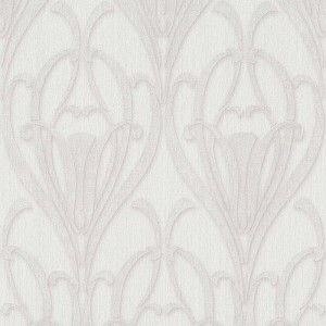 Elegante, helle Vliestapete in Silber-Grau mit nostalgischem 1920er Jahre Muster für Wohn- und Schlafzimmer.