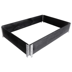 Schwarzes Hochbeet Palettenrahmen Eco, 120x80 cm, aus Holz mit verzinkten Stahlverbindungen.