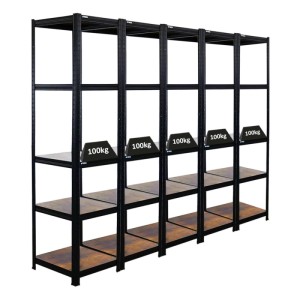 BERLINLODGE Mega Deal: 5x Wohnregal Ragnar, 180x45x45 cm, Vintagebraun/Schwarz, Fachlast 100 kg.
