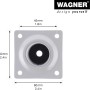 Detailaufnahme der Anschraubplatte für Wagner Telescope Möbelbein, 60x60mm.