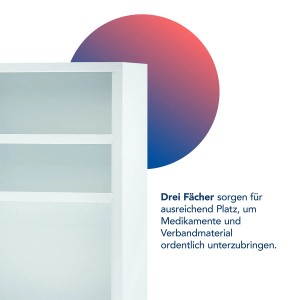 Weißer First Aid Only Medizinschrank mit 3 Fächern zur Wandmontage. Praktischer Badezimmerschrank.