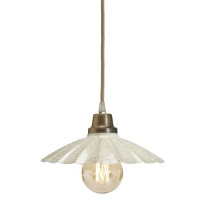 PR Home Emmi Pendelleuchte: Kleine, creme-weiße Hängelampe im skandinavischen Design mit Textilkabel.