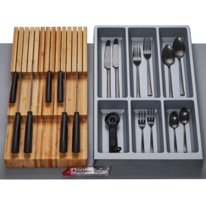 SOTECH ORGA-BOX Vario SET 6 Silbergrau für 80er Schublade Besteckeinsatz Messerhalter Antirutschmatte Orga-Weave
