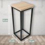 Holz4home Blumenständer Dekoständer Sonoma Eiche, 50 cm hoch, mit schwarzem Metallgestell.