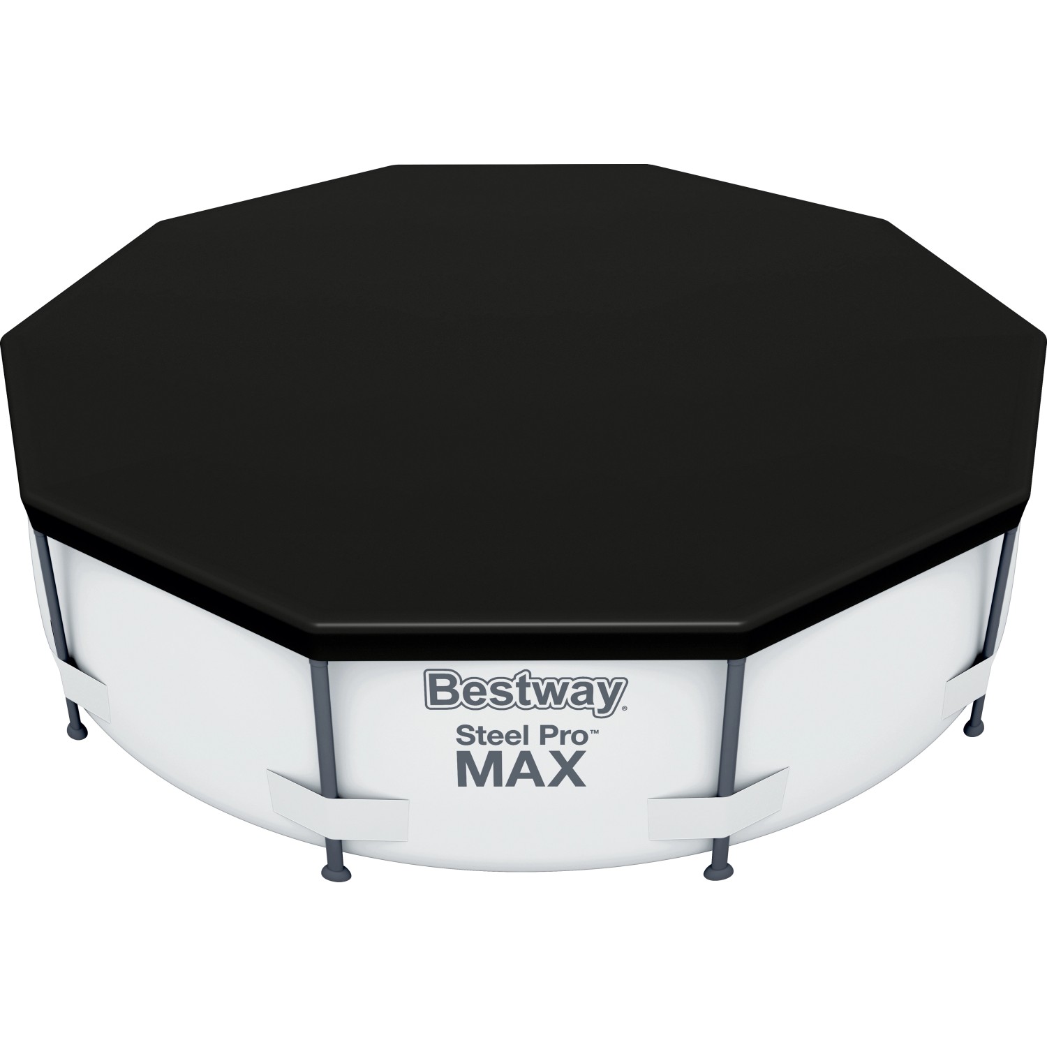 Bestway Flowclear Poolabdeckung, PVC, schwarz, Ø 305 cm, für Steel Pro Pools.