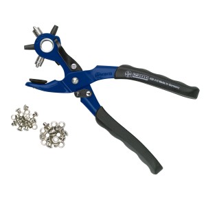 LUX Loch- und Druckknopfzange Comfort Set, 67-teilig, 225 mm. Zange mit Ösen.