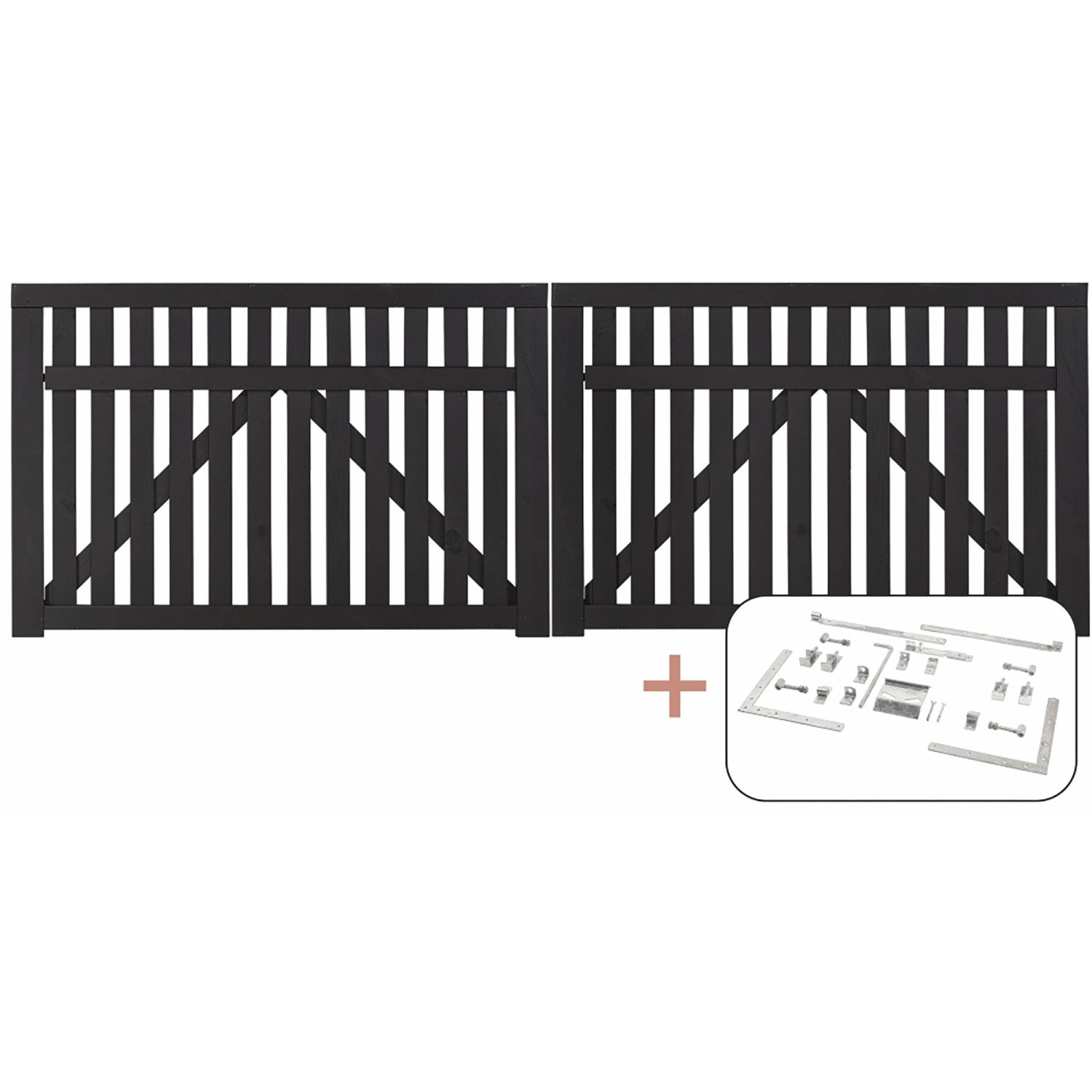 Doppeltor Country Nadelholz Schwarz 300 cm x 98 cm günstig online kaufen