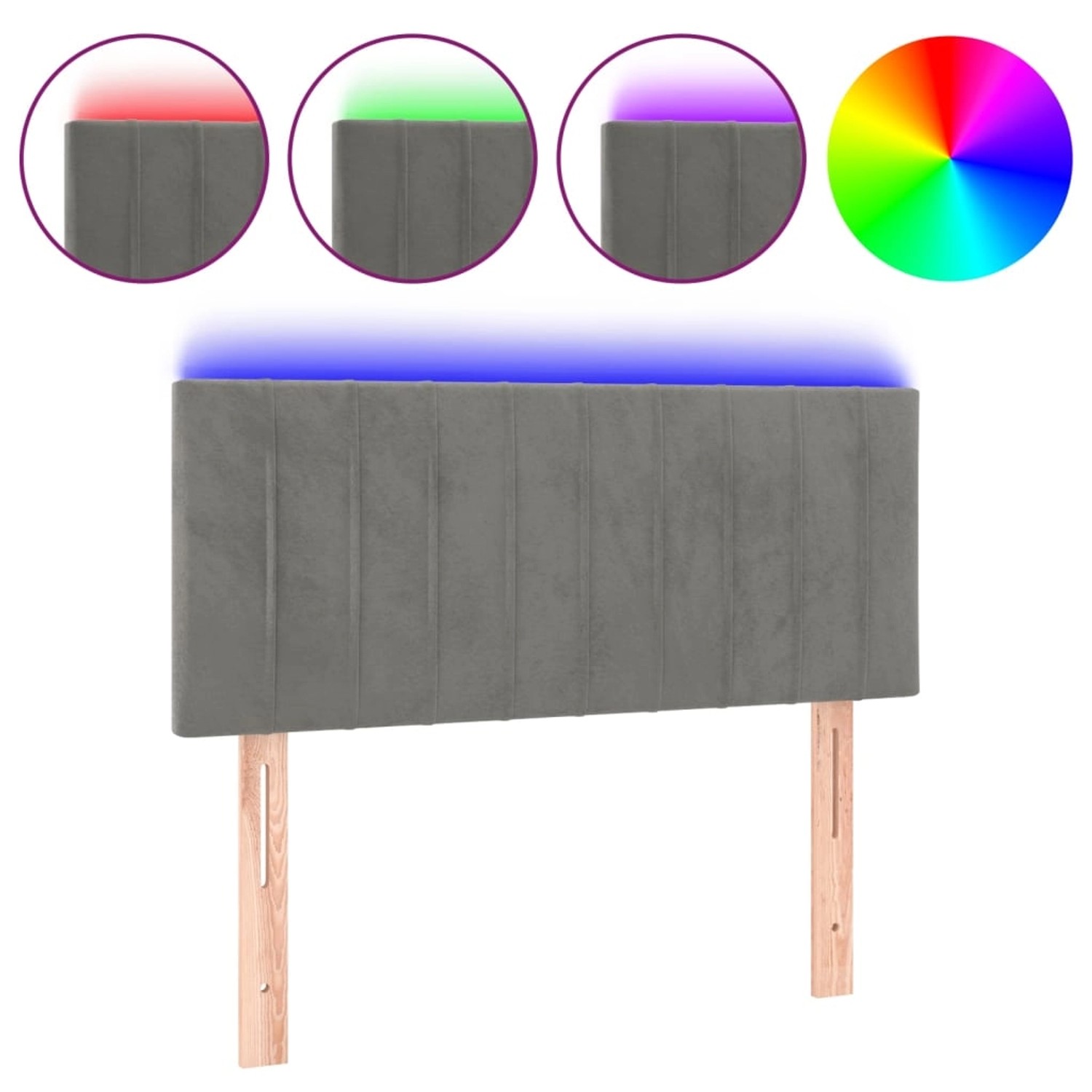 vidaXL LED Kopfteil Hellgrau 80x5x78/88 cm Samt 3121880