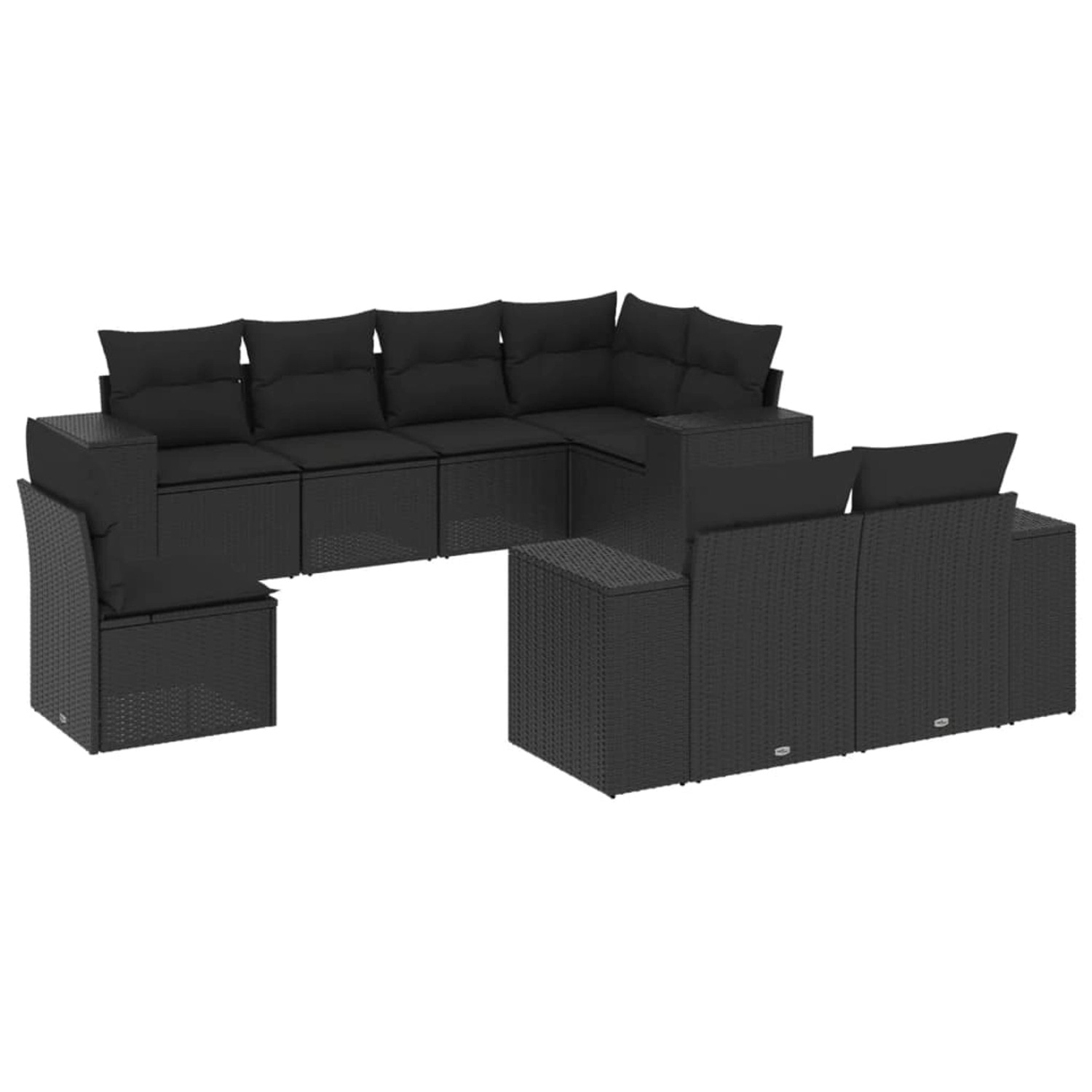 vidaXL 8-Tlg Garten-Sofagarnitur mit Kissen Schwarz Poly Rattan 3222834 günstig online kaufen