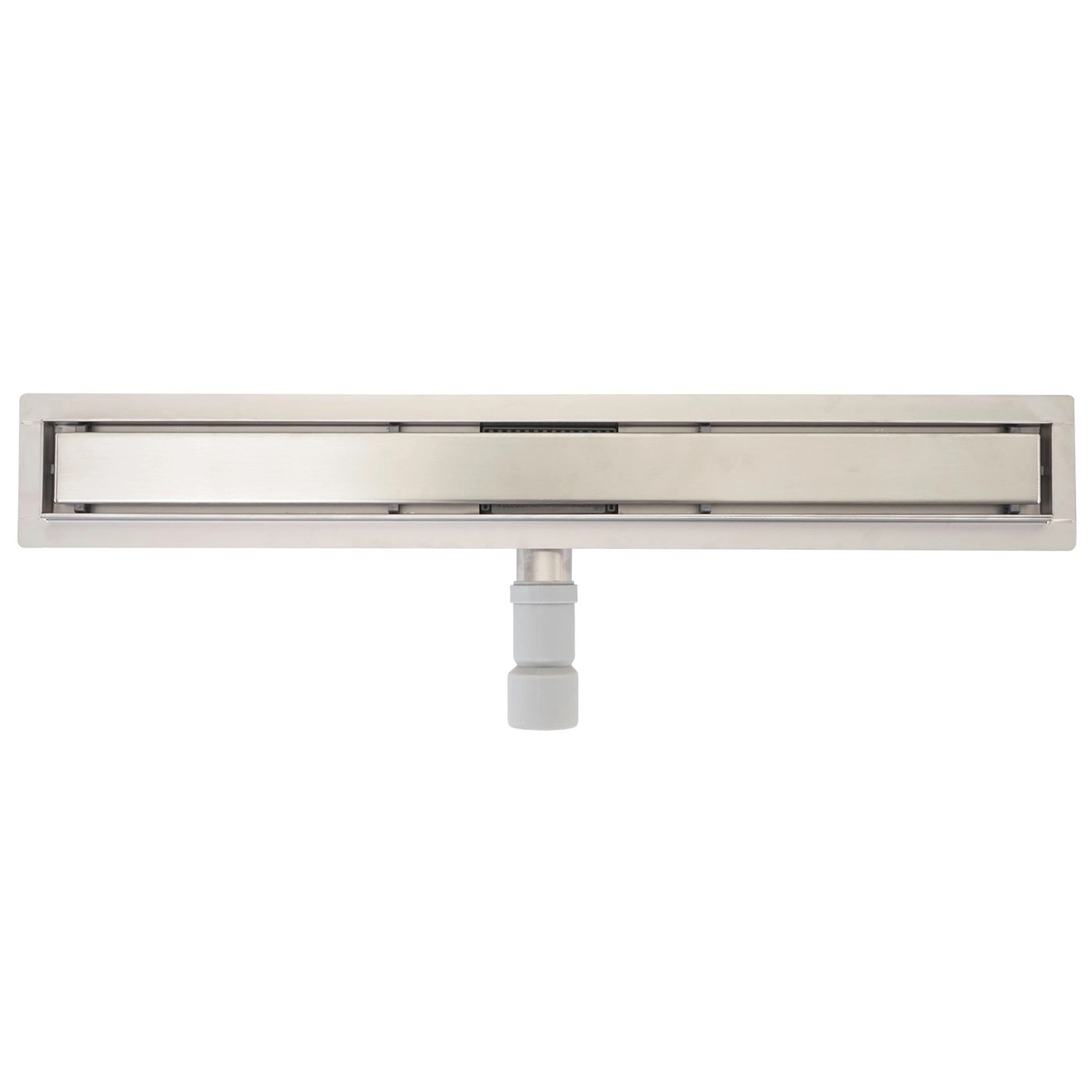 Edelstahl Duschrinne, 120cm, mit Siphon und Bodenablauf für ebenerdige Dusche.