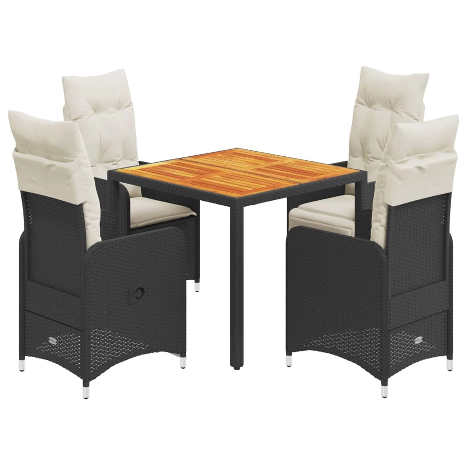 Thumbnail - vidaXL 5-tlg Garten-Bistro-Set mit Kissen Schwarz Poly Rattan Modell 6