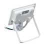 Weißer LUXULA LED Strahler 20W mit Bewegungsmelder, Rückansicht mit Halterung.