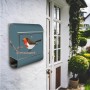 Edelstahl Briefkasten mit Zeitungsfach und Vogel Motiv von Banjado, blau.