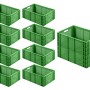 Sparset: 10 grüne Eurobehälter für Obst und Gemüse, 43 Liter, stapelbar, ideal für Transport und Lagerung.
