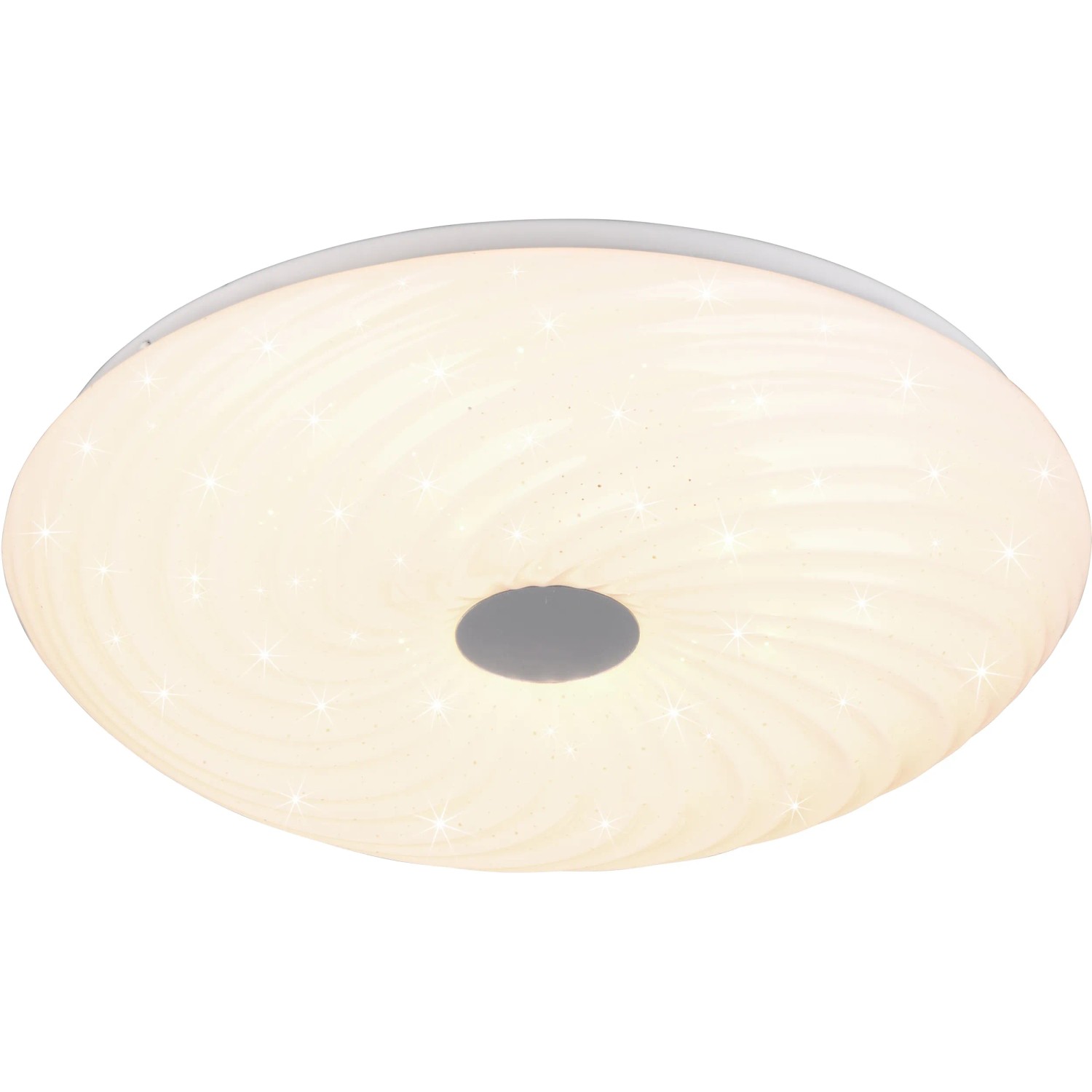 Weiße LED Deckenleuchte Gravity mit Sternenhimmel-Effekt. Moderne Lampe für Wohn- und Schlafzimmer.