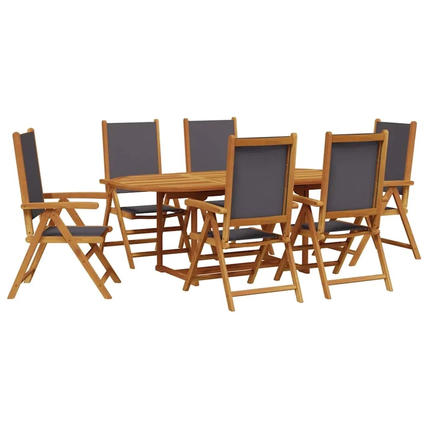 vidaXL 7-Tlg Garten-Essgruppe Stoff und Massivholz Anthrazit 3281725