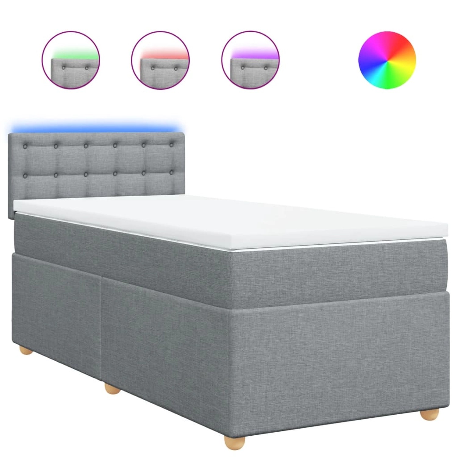 vidaXL Boxspringbett mit Matratze Hellgrau 90x190 cm Stoff 3288849 günstig online kaufen