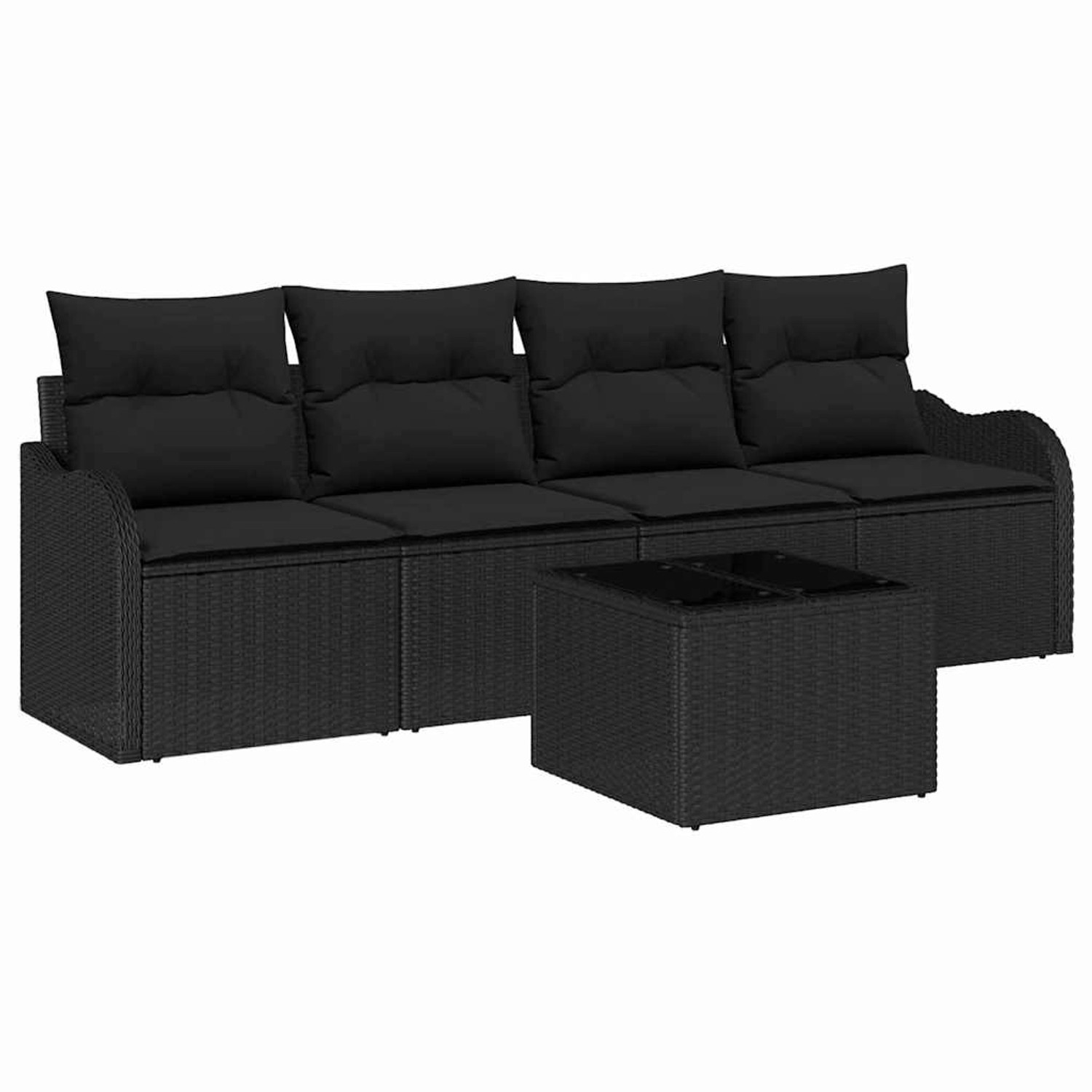 vidaXL Garten-Sofa-Set 5-Tlg Schwarz Poly Rattan 3345573 günstig online kaufen